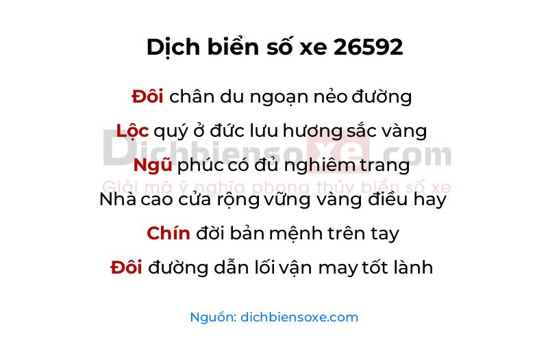 Dịch thơ biển số 26592