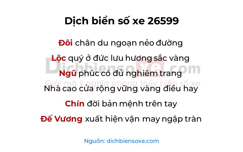 Dịch thơ biển số 26599