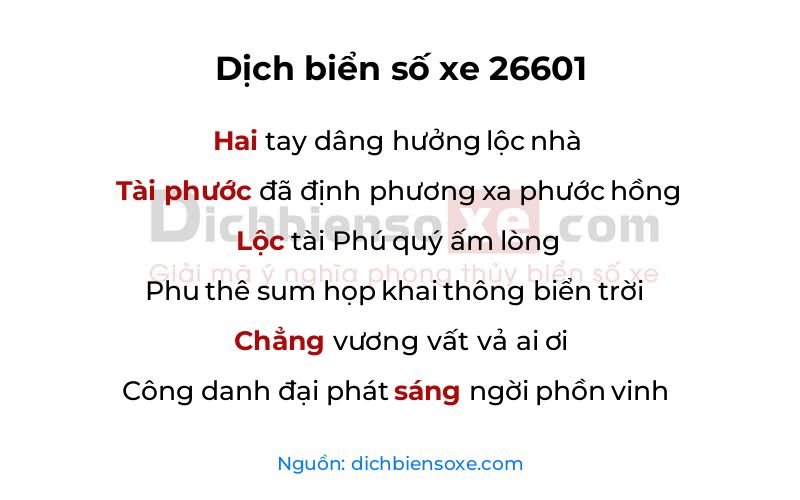Dịch thơ biển số 26601