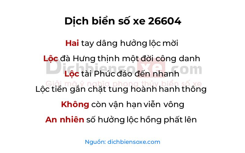 Dịch thơ biển số 26604