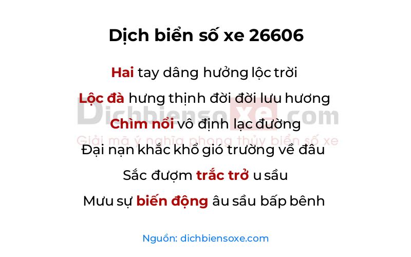 Dịch thơ biển số 26606