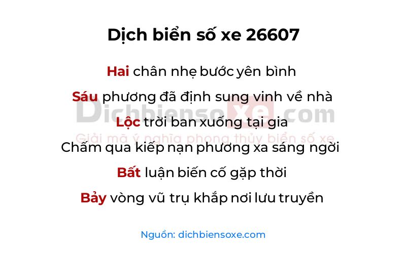 Dịch thơ biển số 26607