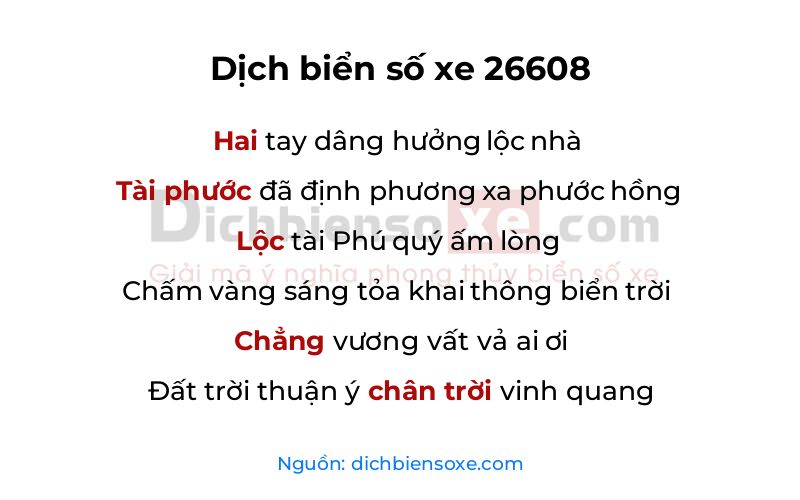 Dịch thơ biển số 26608
