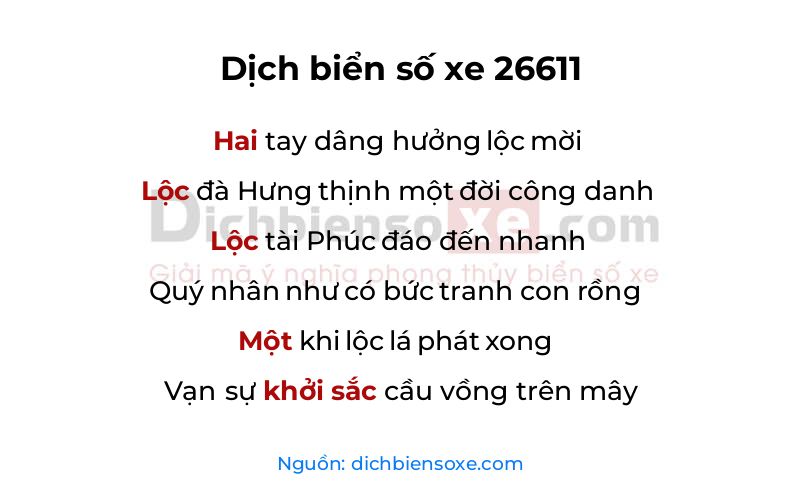 Dịch thơ biển số 26611