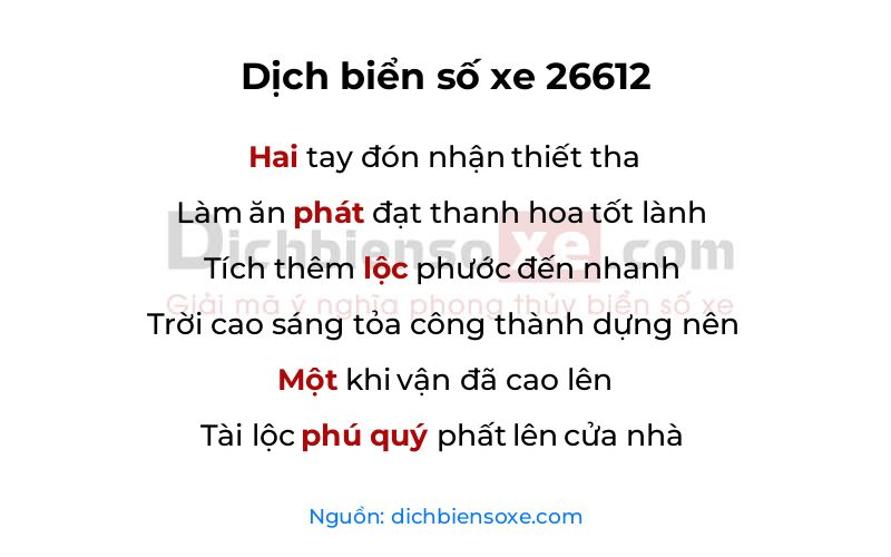 Dịch thơ biển số 26612