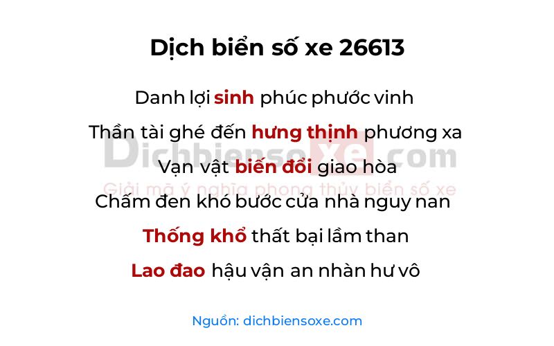 Dịch thơ biển số 26613