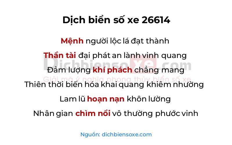 Dịch thơ biển số 26614