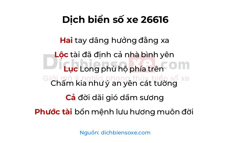 Dịch thơ biển số 26616
