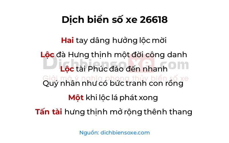 Dịch thơ biển số 26618