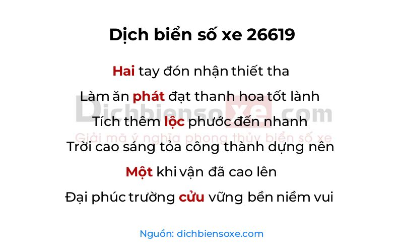 Dịch thơ biển số 26619