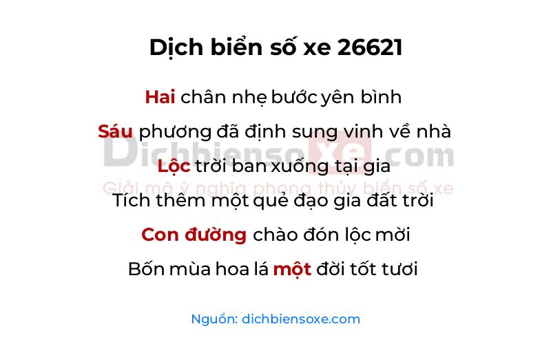 Dịch thơ biển số 26621