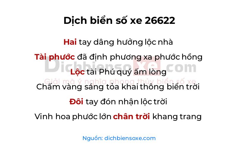 Dịch thơ biển số 26622