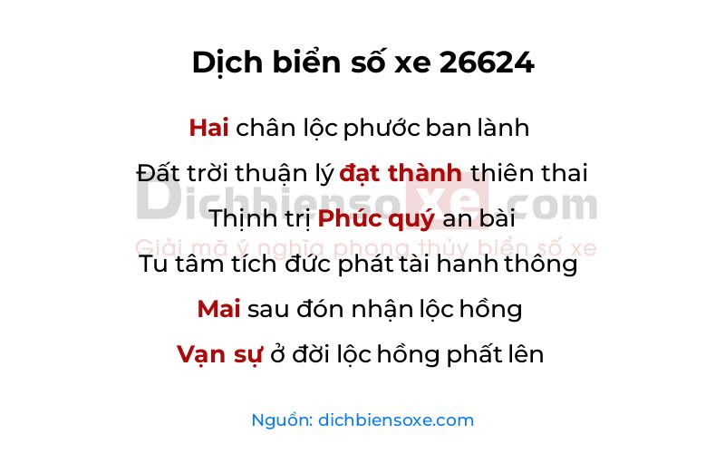 Dịch thơ biển số 26624