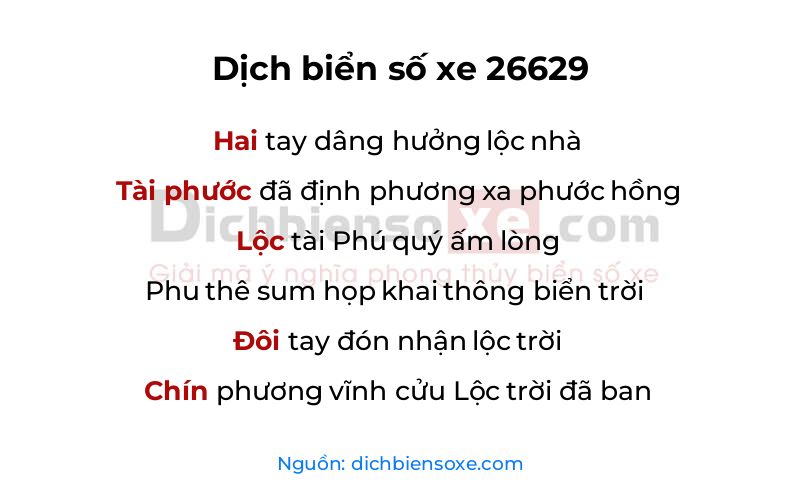 Dịch thơ biển số 26629