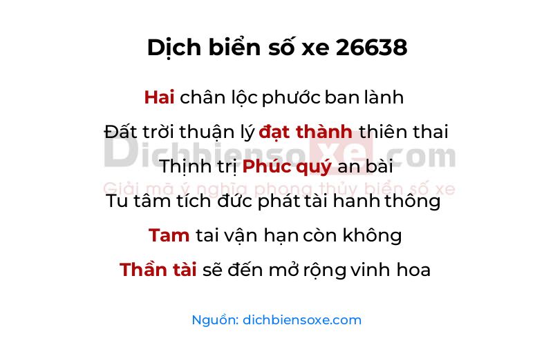 Dịch thơ biển số 26638