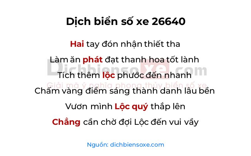 Dịch thơ biển số 26640