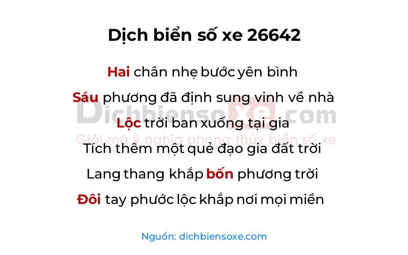 Dịch thơ biển số 26642