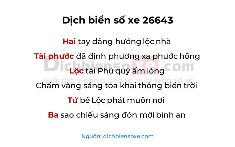 Dịch thơ biển số 26643