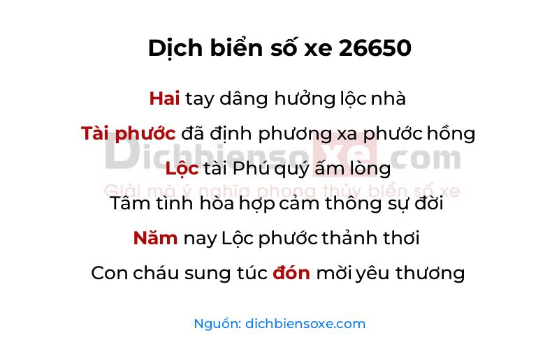Dịch thơ biển số 26650