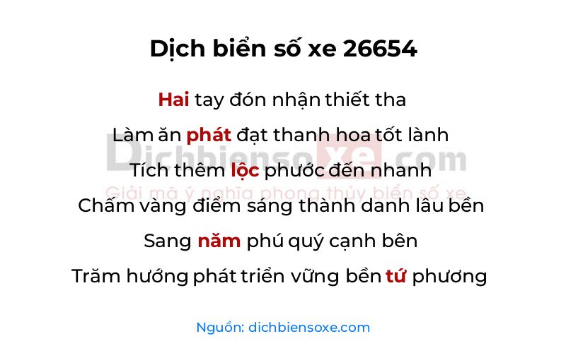 Dịch thơ biển số 26654