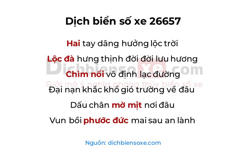 Dịch thơ biển số 26657