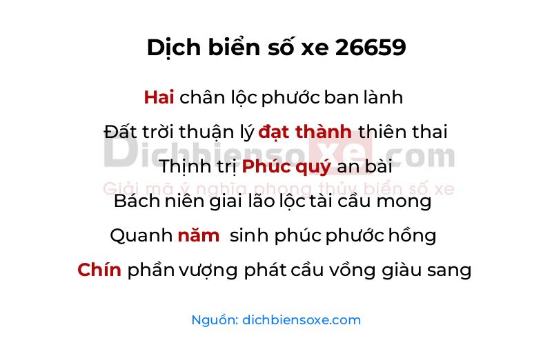 Dịch thơ biển số 26659