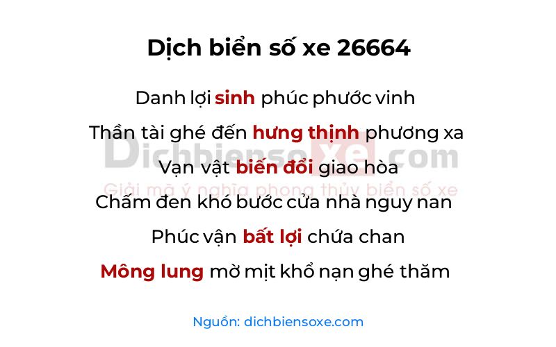 Dịch thơ biển số 26664