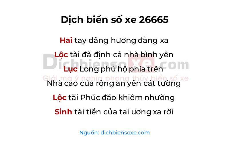 Dịch thơ biển số 26665