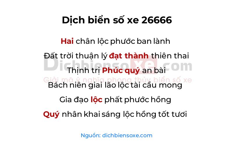Dịch thơ biển số 26666