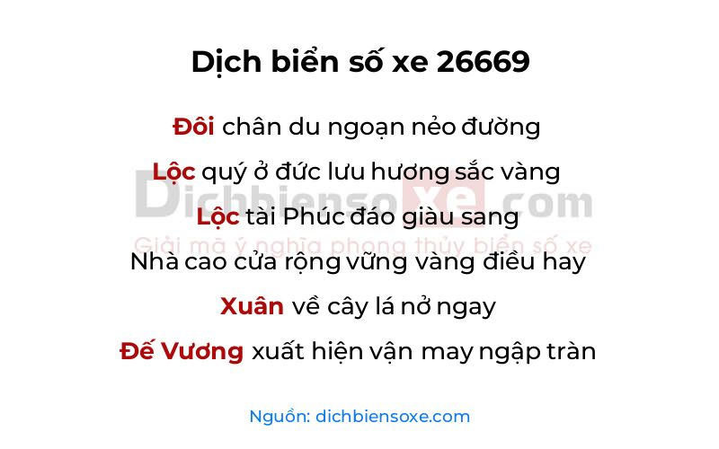 Dịch thơ biển số 26669