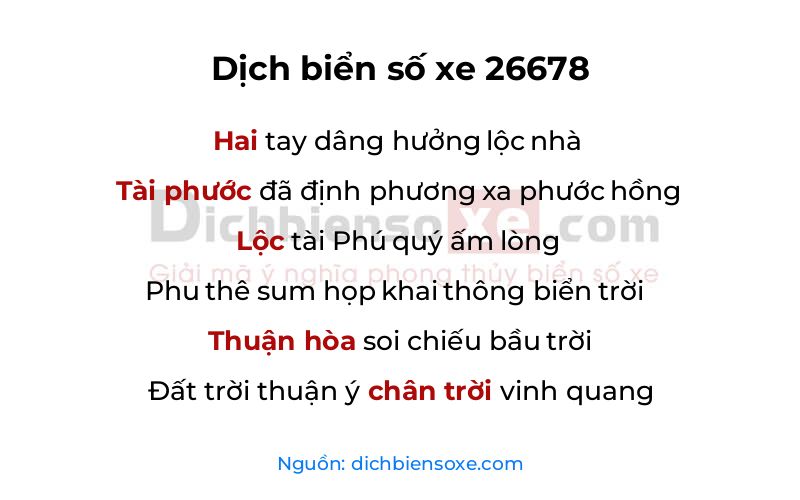 Dịch thơ biển số 26678