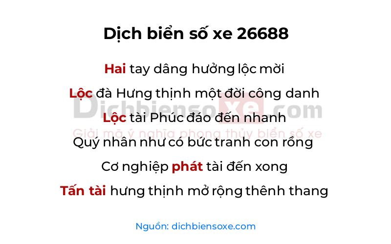 Dịch thơ biển số 26688