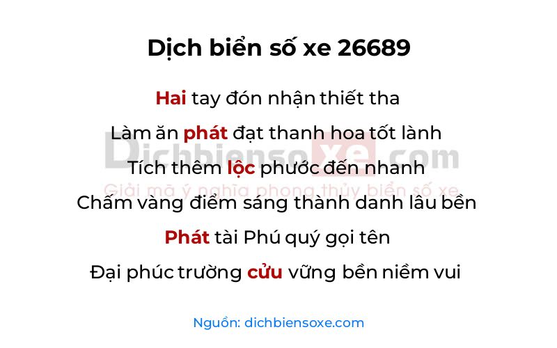 Dịch thơ biển số 26689