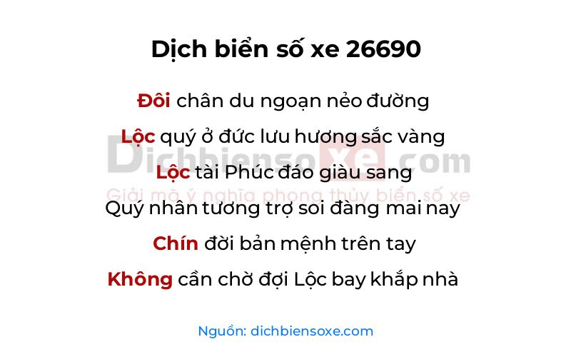 Dịch thơ biển số 26690
