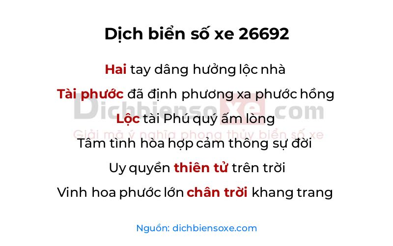 Dịch thơ biển số 26692