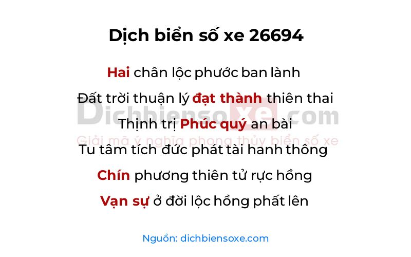Dịch thơ biển số 26694