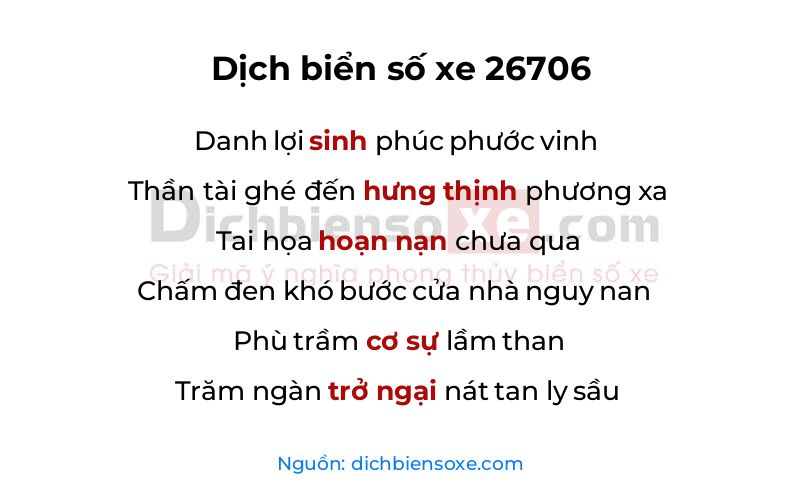 Dịch thơ biển số 26706