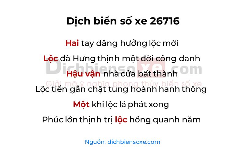 Dịch thơ biển số 26716