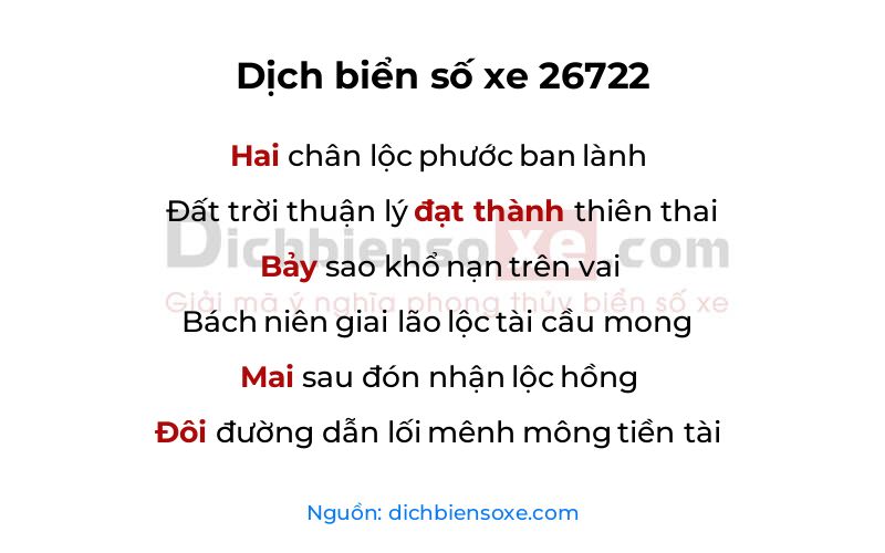 Dịch thơ biển số 26722