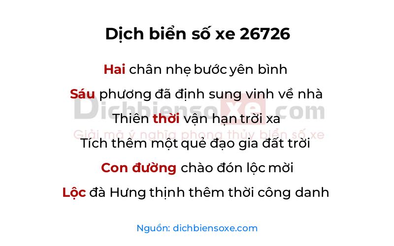 Dịch thơ biển số 26726
