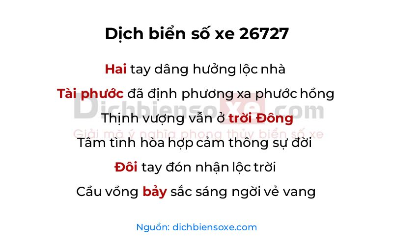Dịch thơ biển số 26727