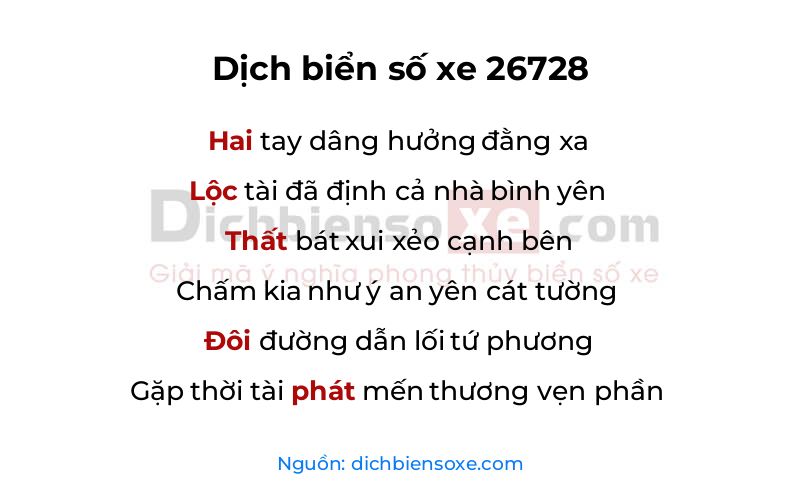 Dịch thơ biển số 26728