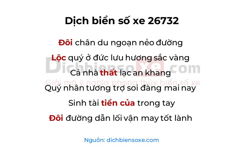 Dịch thơ biển số 26732