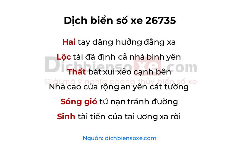 Dịch thơ biển số 26735