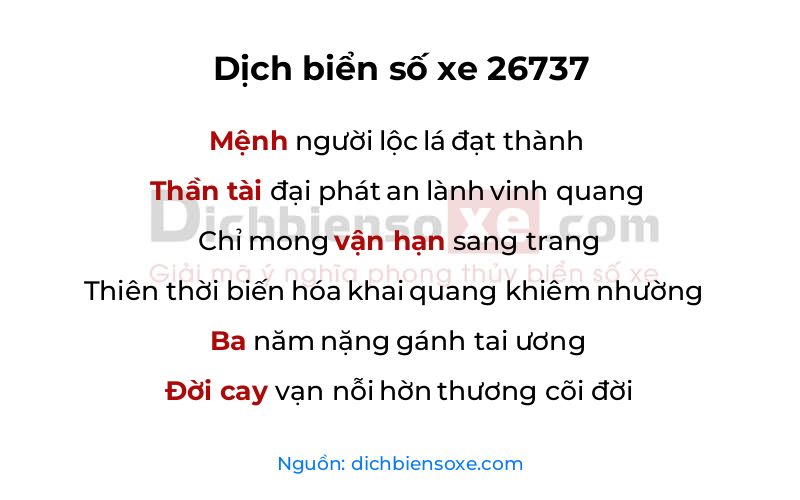 Dịch thơ biển số 26737