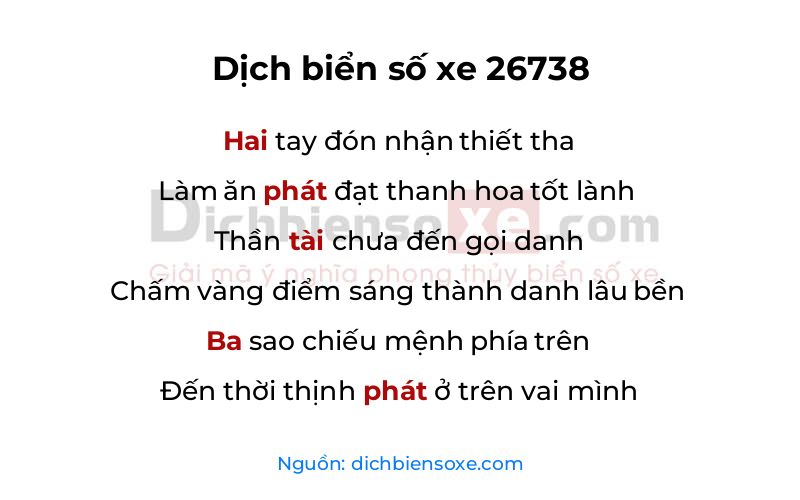 Dịch thơ biển số 26738