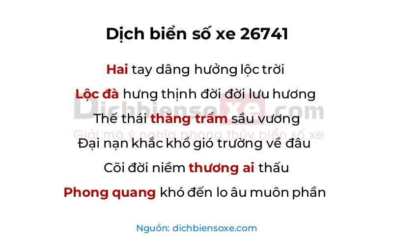 Dịch thơ biển số 26741