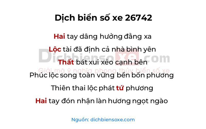 Dịch thơ biển số 26742