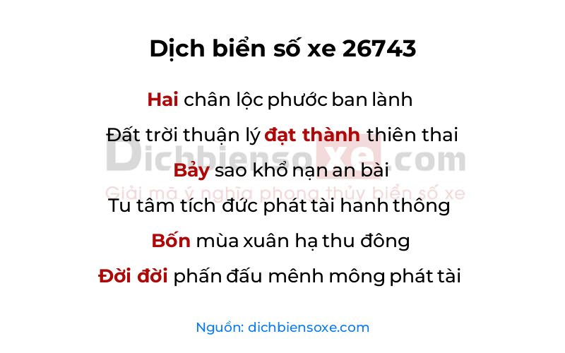 Dịch thơ biển số 26743