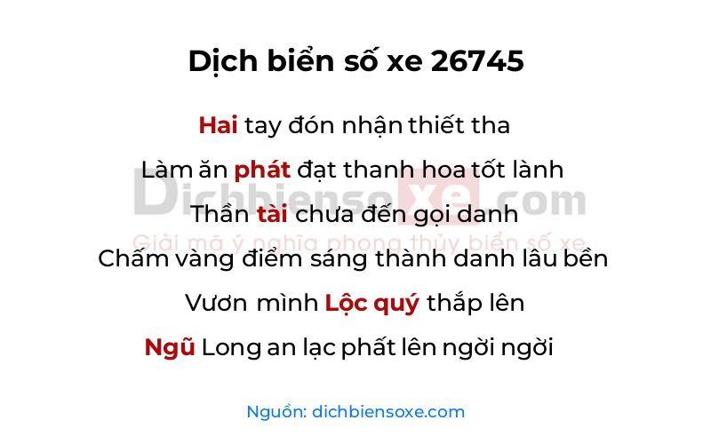 Dịch thơ biển số 26745